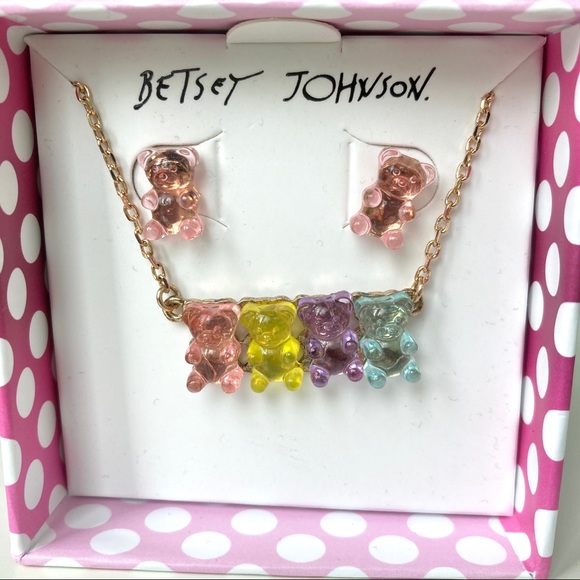 Betsey Johnson Jewelry - Betsey Johnson Gummy Bear Necklace Earring pastel